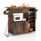 Kitchen Drop Leaf Island Cart with Power Outlets and Wine Rack Storage Shelves Locking Wheels